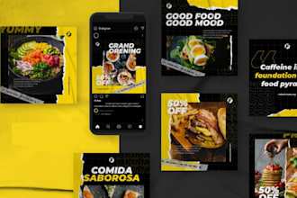 design social media banner for modern shop sale product food blogger ad post