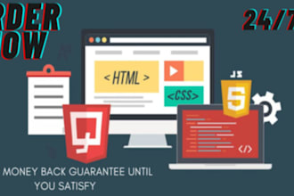 be your front end web developer, html css,js, bootstrap,react
