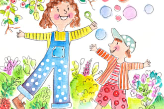 draw cute watercolor children book illustrations