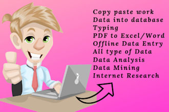 do data entry typing work,data collection and copy paste
