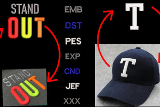 do custom embroidery digitizing for cap, hat,jacket back,left chest emb,dst file