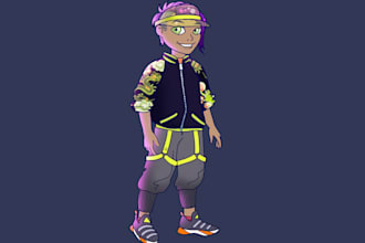 draw a 2d character illustration for commercial use