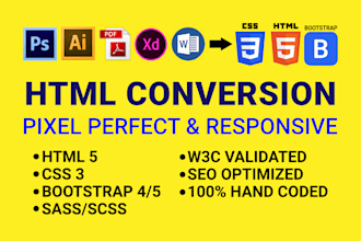 convert psd to html, xd to html, ai to html, pdf to html