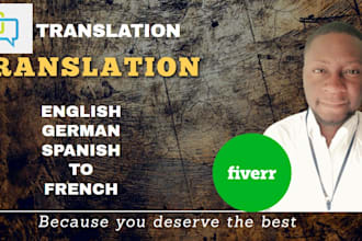 make a professional translation from english, german, spanish to french