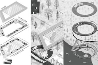 do architecture drawing, axonometric and concept diagram