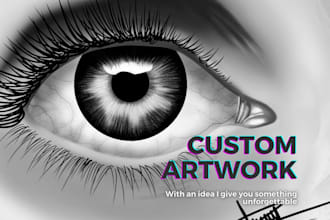 do  custom semirealistic black and white illustrations