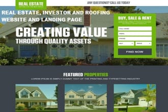 create real estate investor and roofing website and landing page
