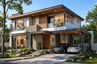 design modern house design floor plan and photorealistic 3d rendering