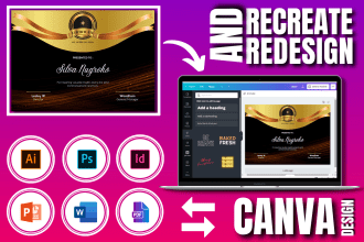 redesign, recreate or convert your PSD, ai, eps, PDF, png in canva or photoshop