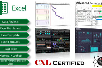 analyze data, create excel templates, and design dashboards