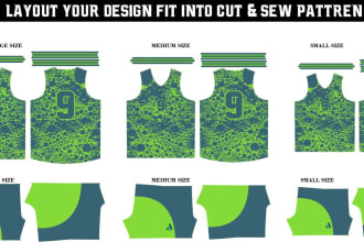 layout your jersey design fit into cut and sew pattern