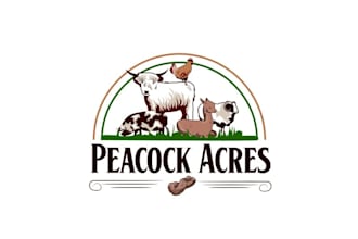create multi species farmstead logo for peacock acres