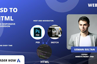 convert any image to html, psd to html with responsive