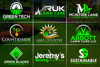 do professional landscape, grass trimming and lawn care logo