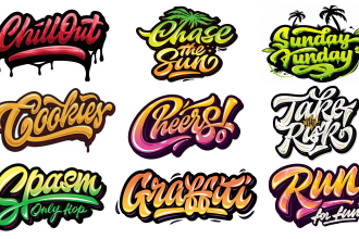 design unique custom handwritten typography t shirt and font logo