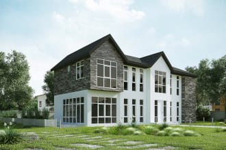 do realistic 3d exterior rendering or cgi of property