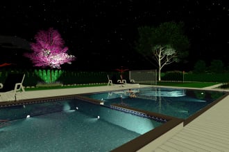 design landscape designs with pool lighting