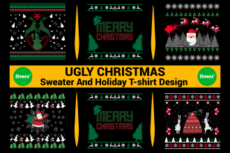 do ugly christmas sweater and holiday t shirt design