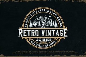 create a retro vintage logo with a hand drawn illustration