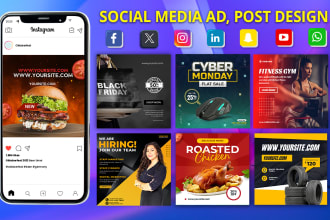 design attractive social media posts, banners, and ads for your brand