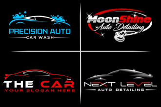create automotive auto detailing and car wash logo design