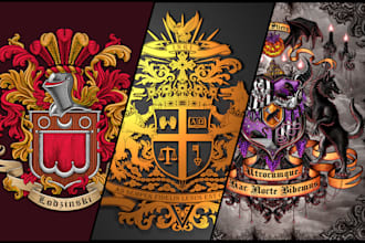 design a hand painted custom coat of arms or family crest