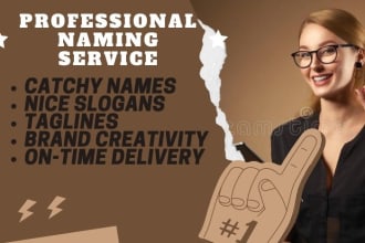 create catchy brand names, business name and slogan, tagline