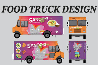 food truck wrap, truck wrap, trailer wrap, bus wrap design