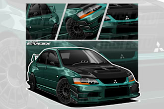 draw car into vector illustration for your t shirt