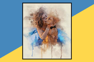 draw watercolor portrait painting of you or your pets