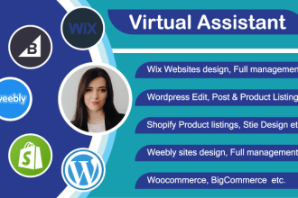 be virtual assistant for wix, wordpress, shopify, weebly etc