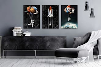 create realistic and modern canvas mockups art wall