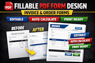 create professional fillable PDF forms, invoice, order form and document