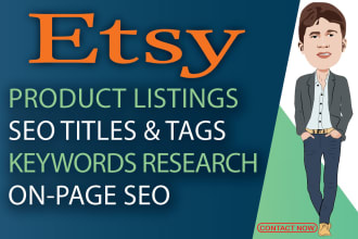 add optimized etsy product listings, etsy SEO listing