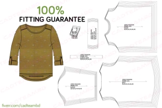 design sewing pattern for any clothing garments, cad grading
