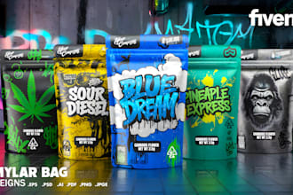 design impressive mylar bag, weed bag for cbd label design