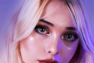 draw realistic digital oil paint portrait from photo