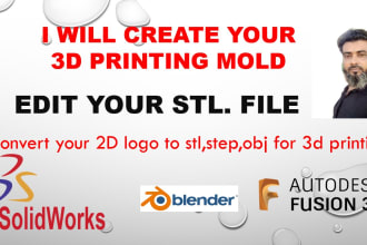 design 3d model and mold ready for 3d printing