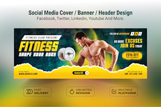 design facebook cover banner, linkedin cover, twitter header