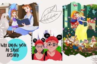 a disney portrait cartoon from photos