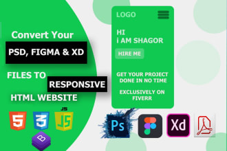 convert PSD to HTML, figma to HTML responsive bootstrap 5