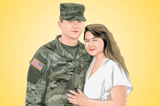 create amazing couple portrait illustration from your photo