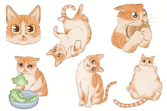 design cute sticker sheets, animals, characters and objects