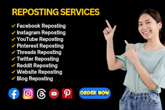 do reposting on instagram, youtube, and facebook