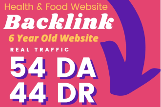create backlink high da 54 DR 44 real traffic website health foods 6year old