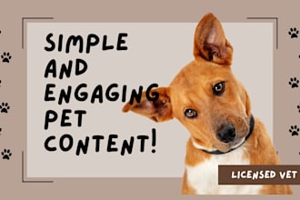 write pet related organic articles especially for dogs and cats