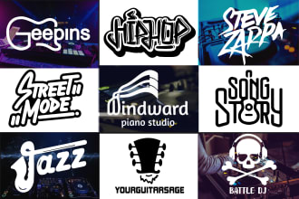 design dj, typgraphy, remix music logo