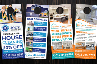 design door hanger, flyer for house remodeling, home cleaning, roofing, fitness