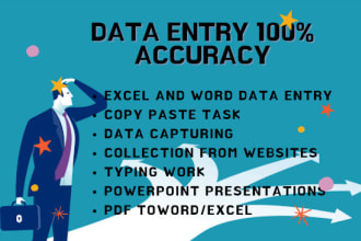 do fastest data entry in one day, copy paste, convert, typing, data collection