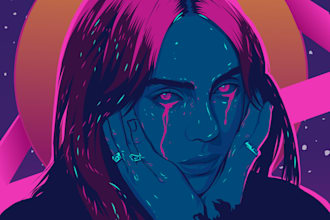 do draw your photo into retrowave artwork